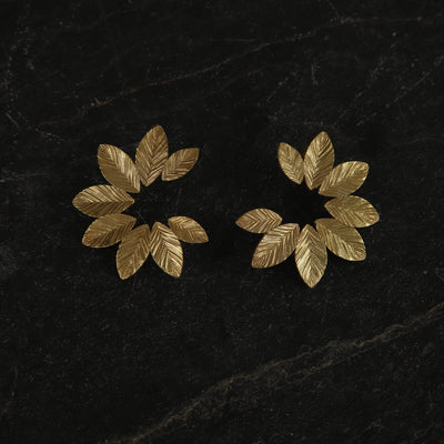 jewelry - berserk - Gold Plated Floral Arc Studs