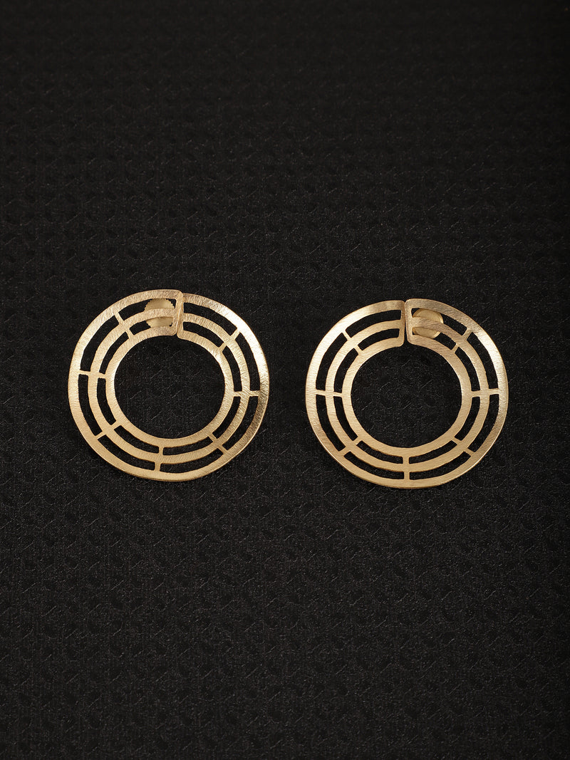 jewelry - berserk - Gold Plated Geometric Disc Studs