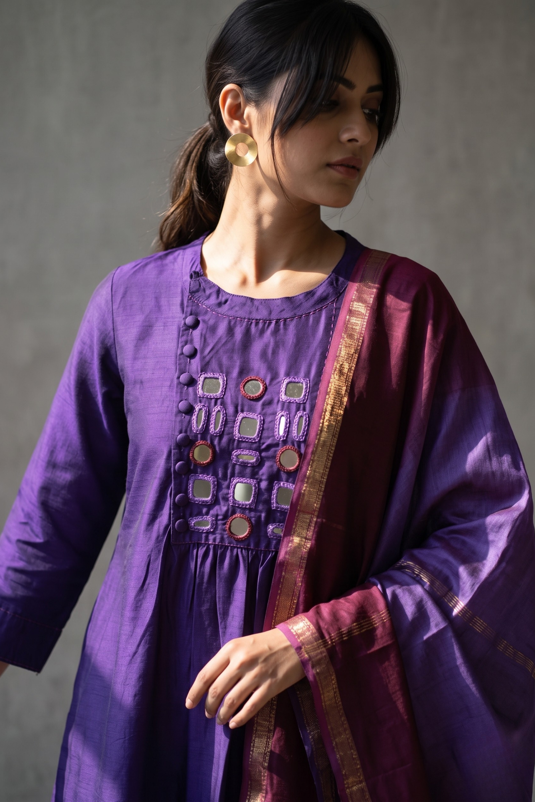 Imperial_Amethyst_Cotton_Silk_Slub_zen_yoke_gather_kurta