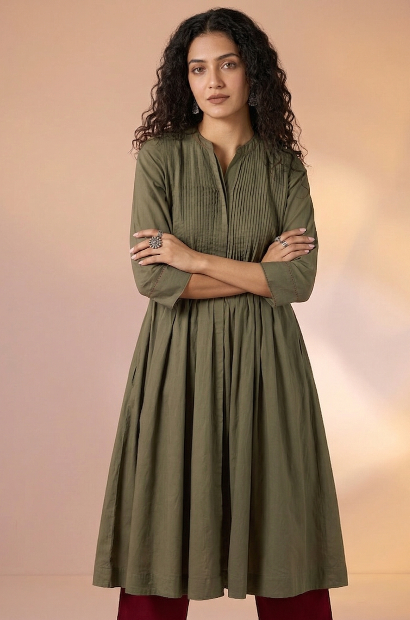 Grey Pintuck Dress