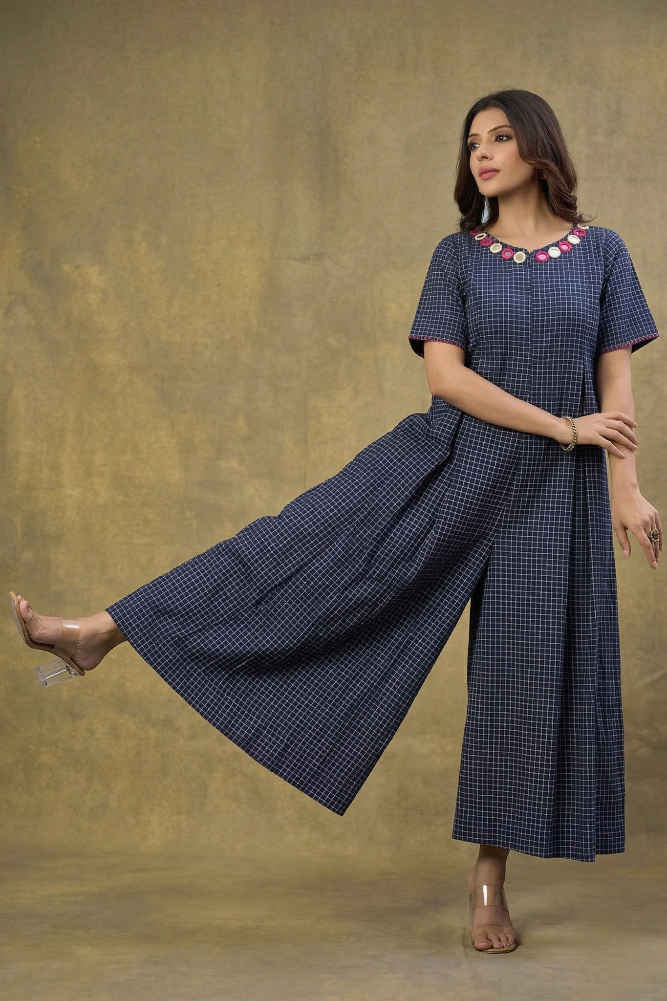 Indigo_Whisper_Checks_Front_Zipper_Cotton_Jumpsuit_with_Pockets__Sleeves