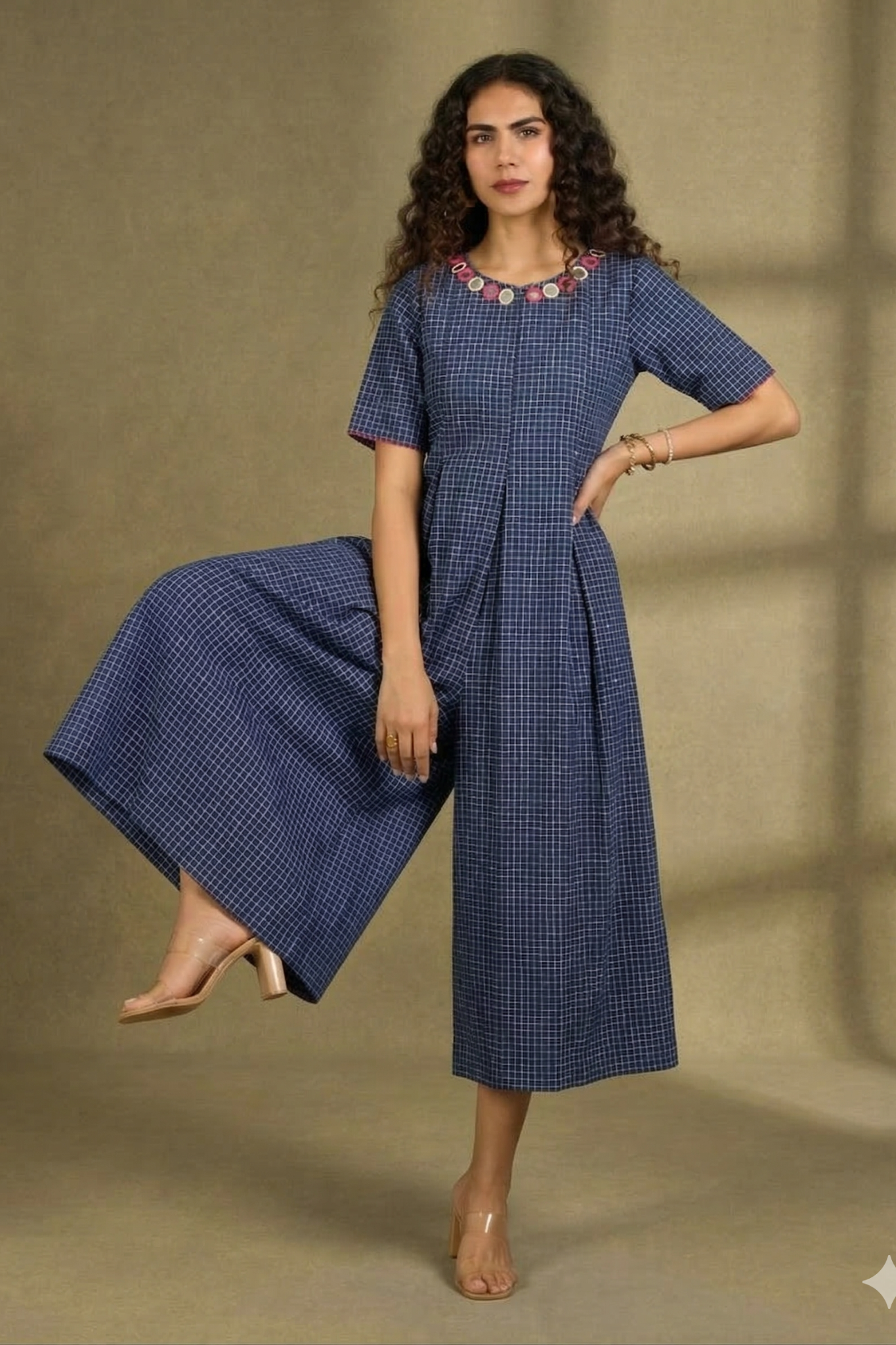 Indigo_Whisper_Checks_Front_Zipper_Cotton_Jumpsuit_with_Pockets__Sleeves