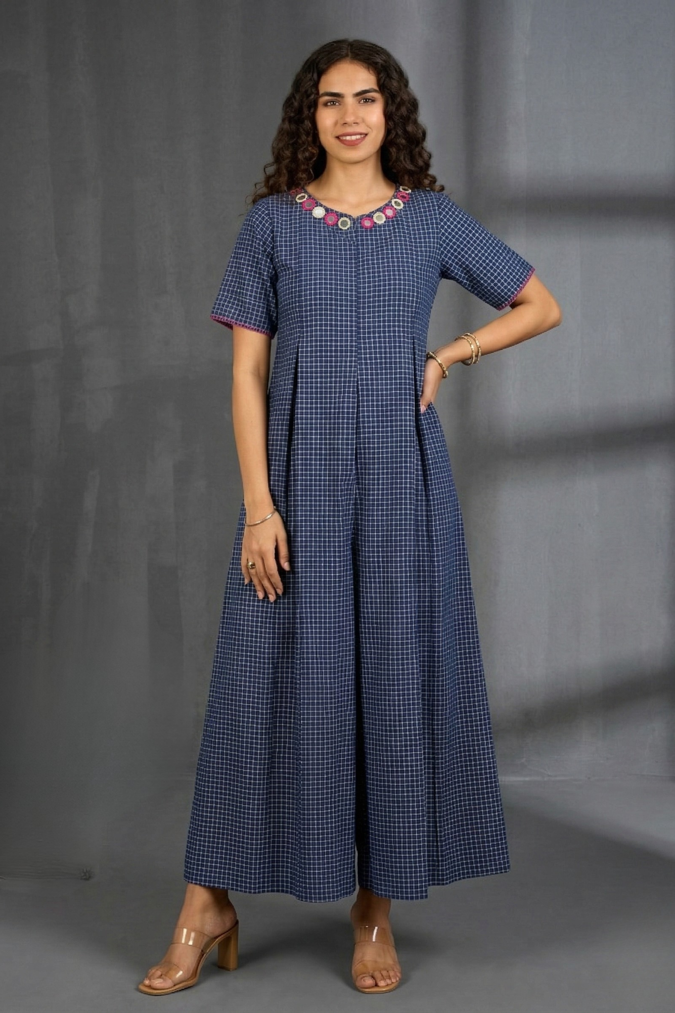 Indigo_Whisper_Checks_Front_Zipper_Cotton_Jumpsuit_with_Pockets__Sleeves