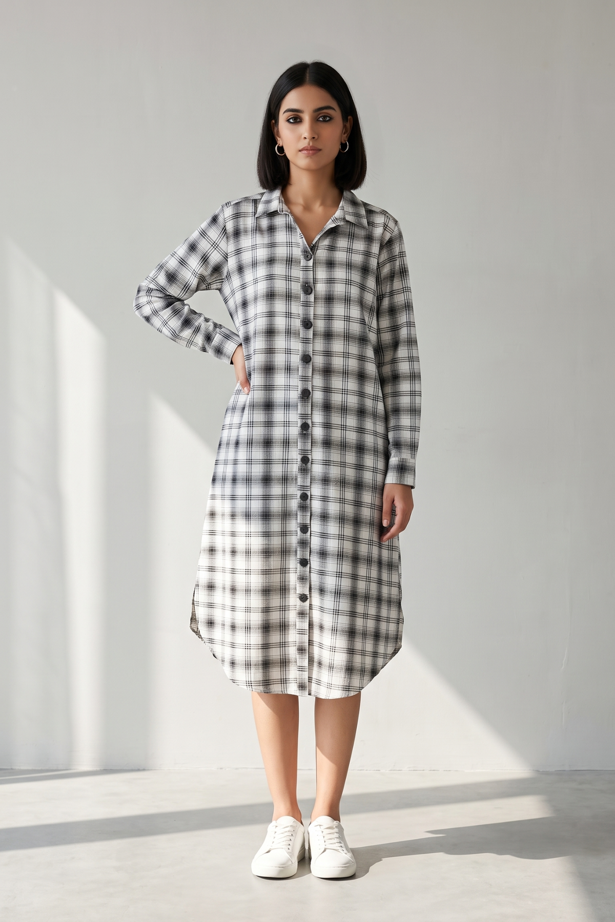 Madras checks Shirt Dress in monochrome 