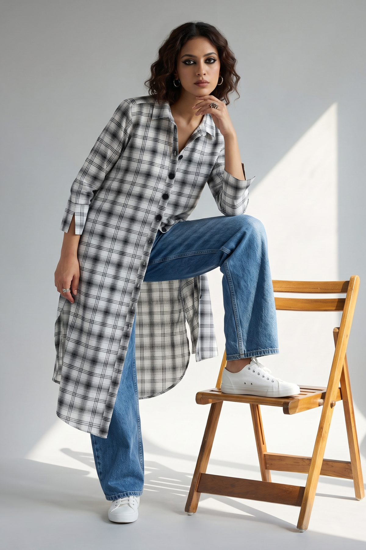 Madras checks Shirt Dress in monochrome 