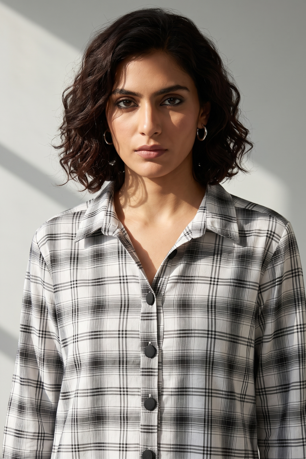 Madras checks Shirt Dress in monochrome 