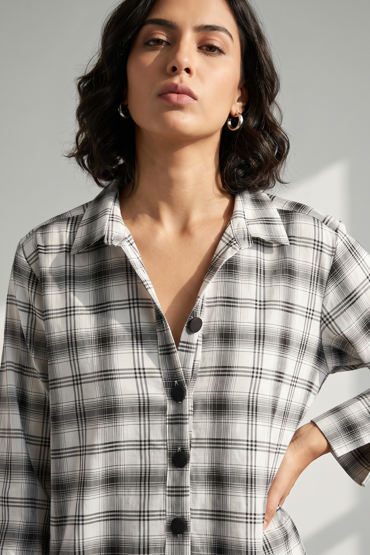 Madras checks Shirt Dress in monochrome 