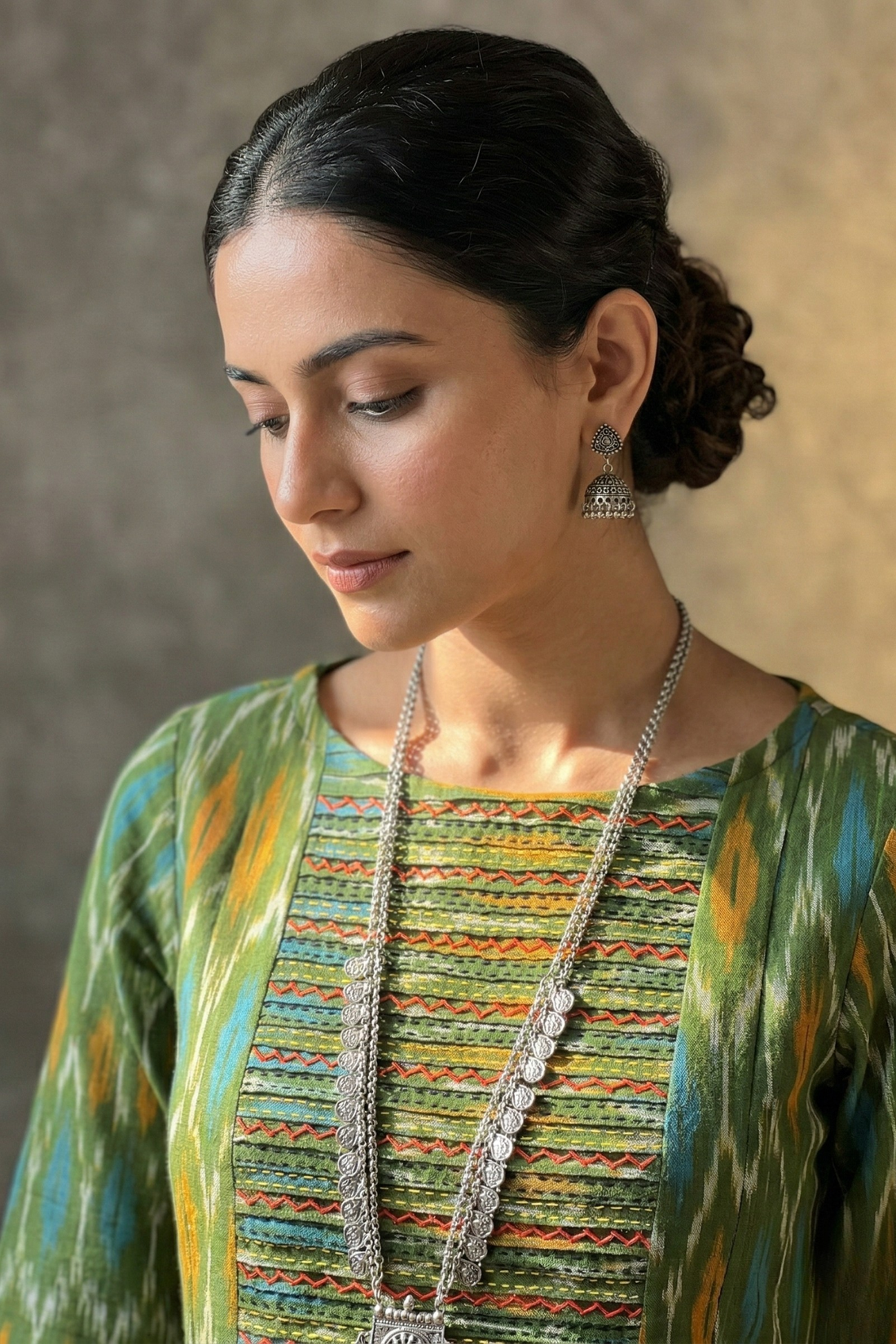 Jungle_Jewel_Ikat_Cotton_Pintuck_Yoke_Kurta_with_Pockets