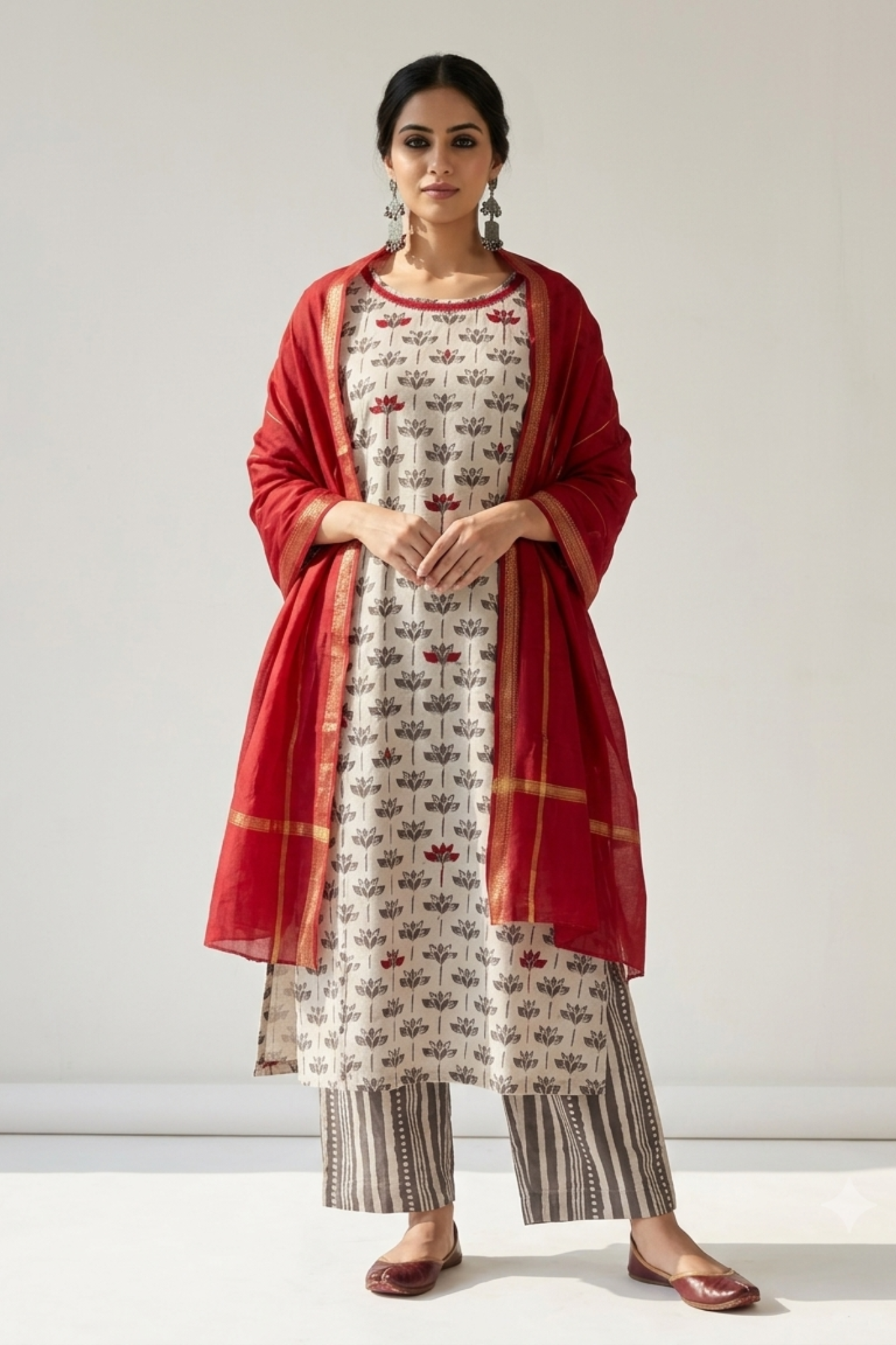 Kashish_Grey_Petal_Bloom_Side_button_Front_Slit_Kurta