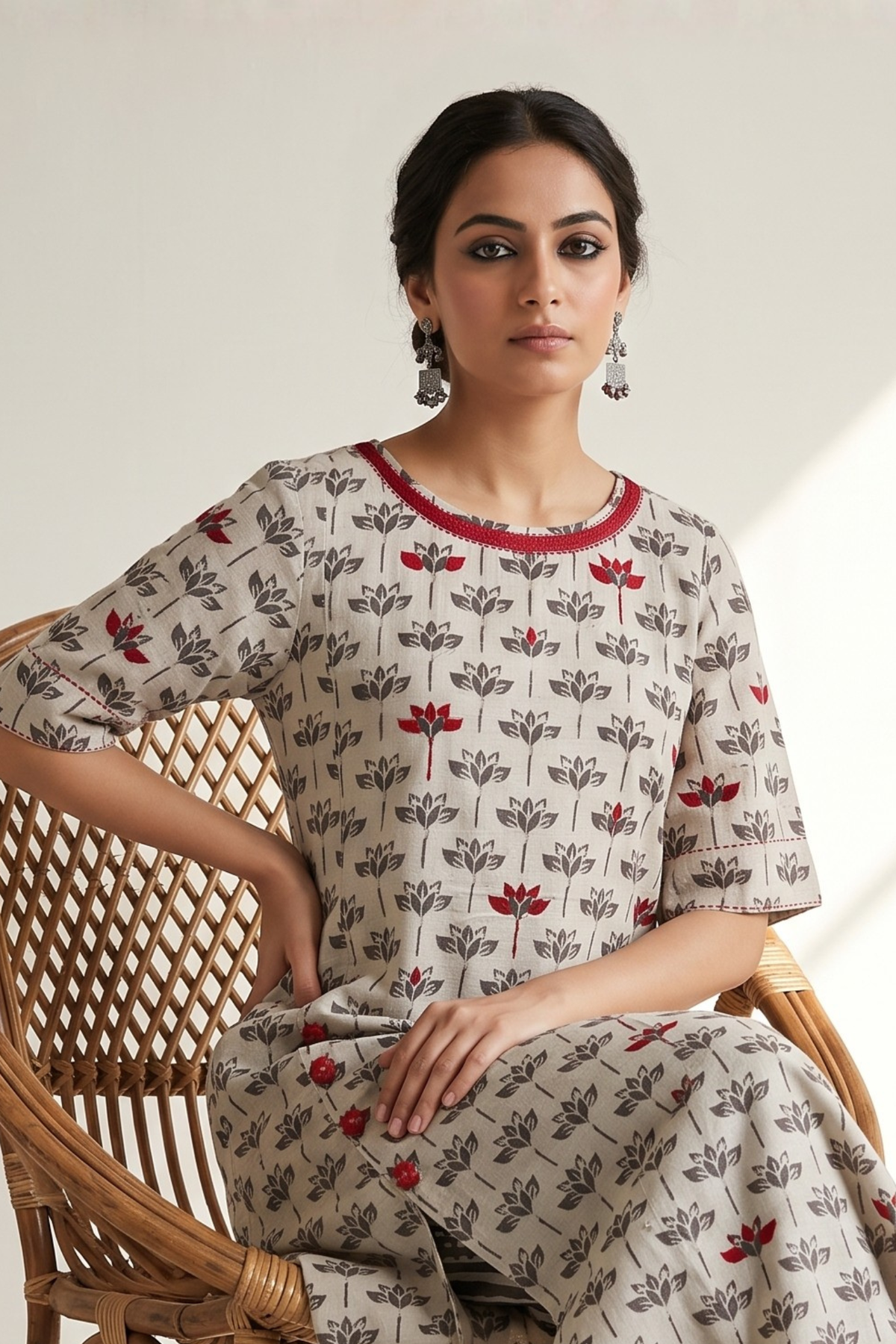 Kashish_Grey_Petal_Bloom_Side_button_Front_Slit_Kurta
