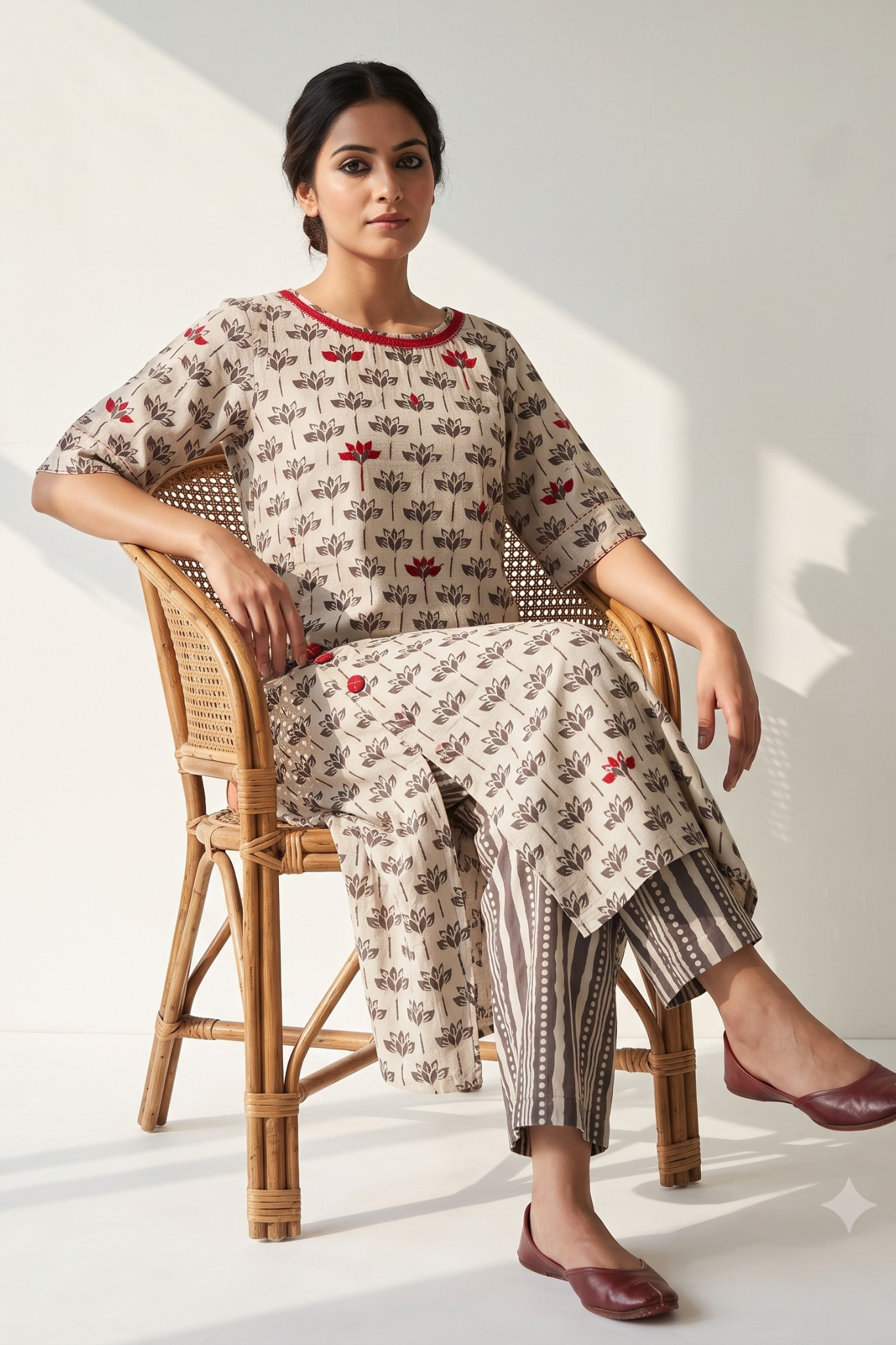 Kashish_Grey_Petal_Bloom_Side_button_Front_Slit_Kurta