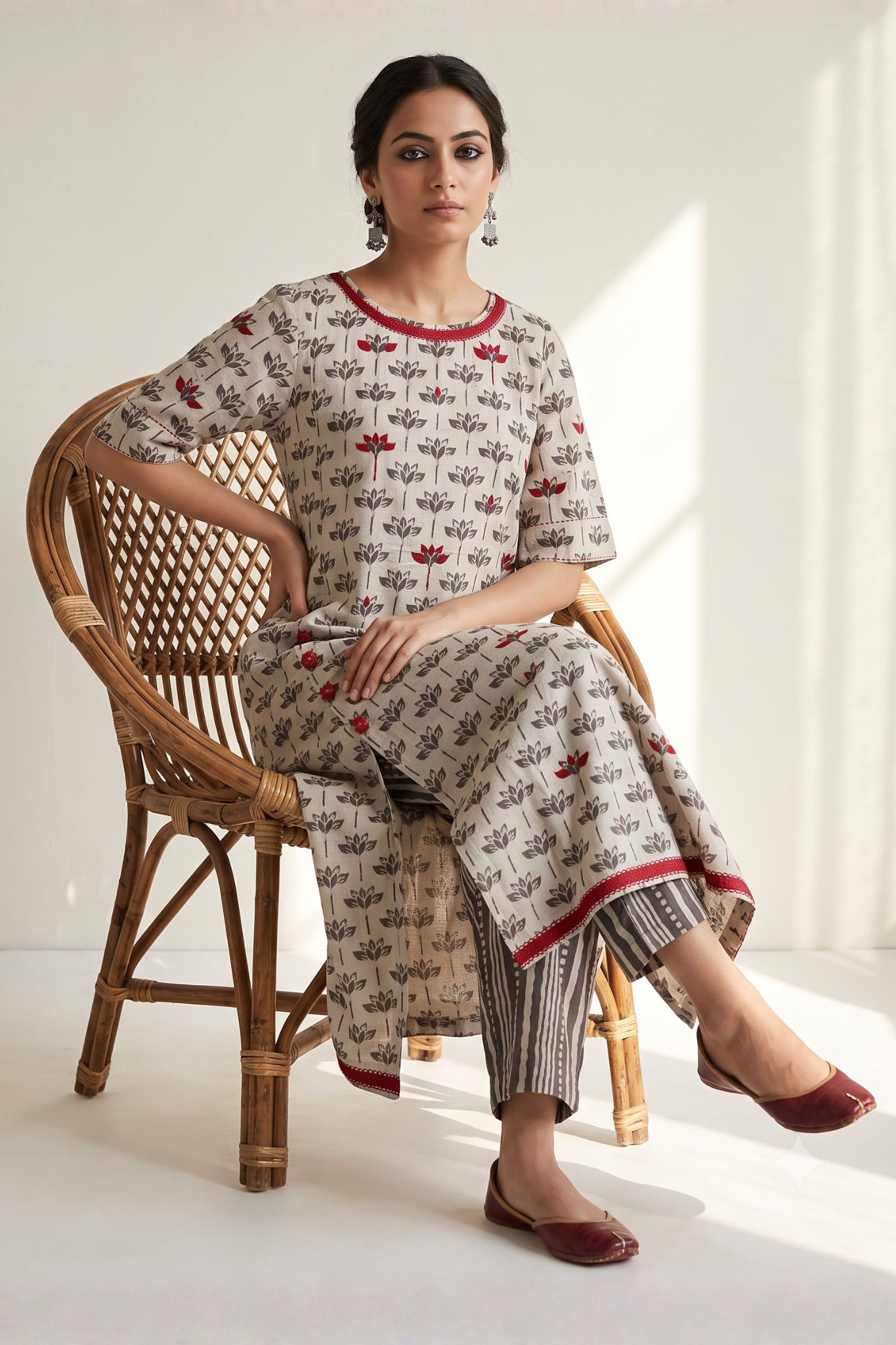 Kashish_Grey_Petal_Bloom_Side_button_Front_Slit_Kurta