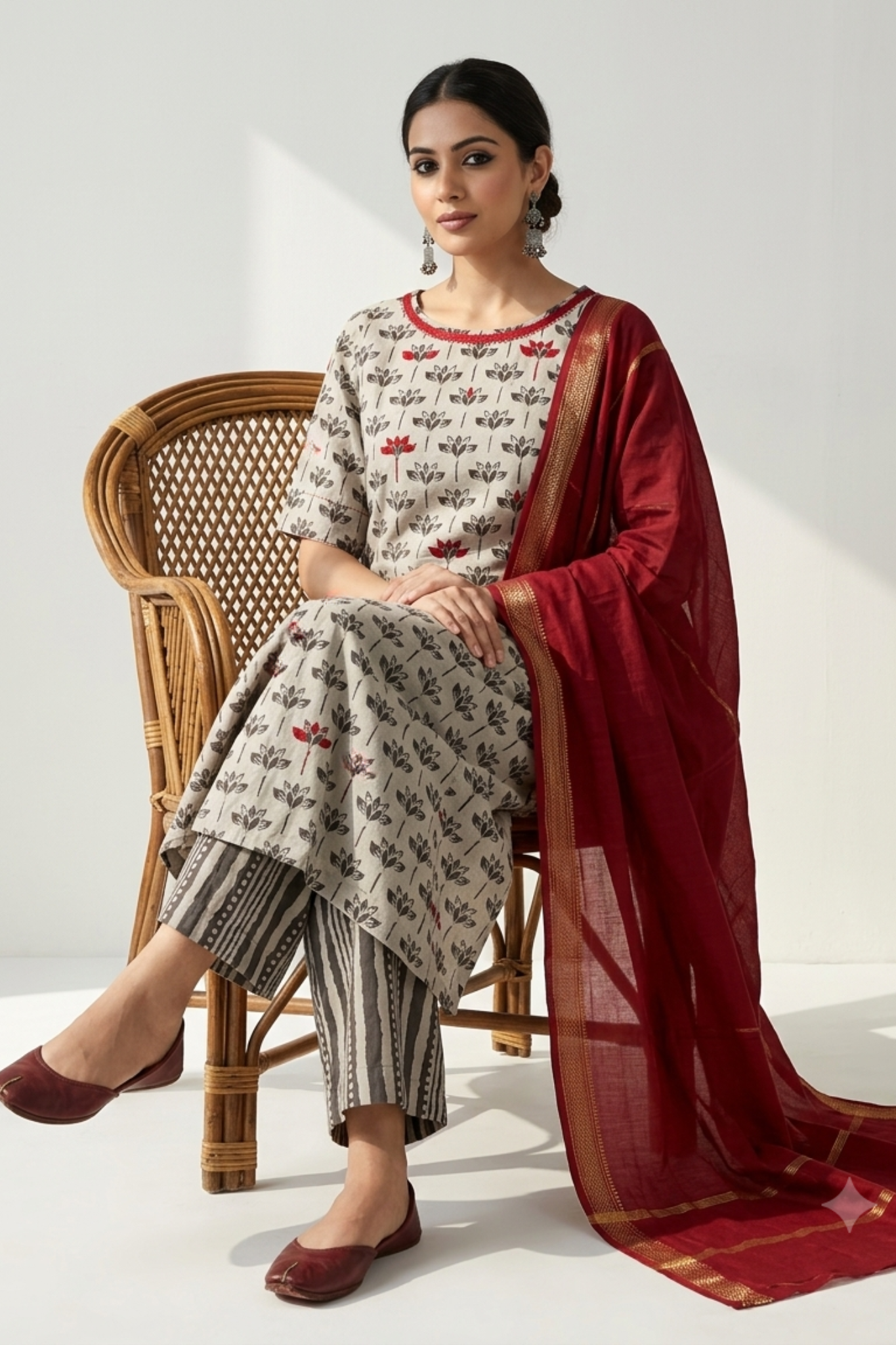 Kashish_Grey_Petal_Bloom_Side_button_Front_Slit_Kurta