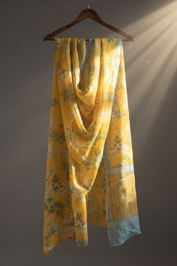 Kota_Cotton_Dupatta_-_Buttercup_Yellow_and_Dandelions