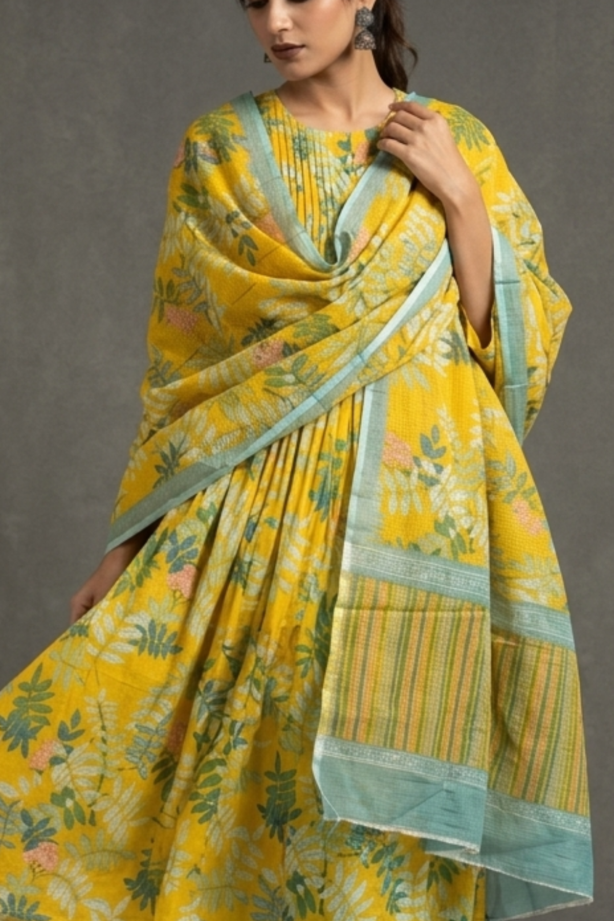 Kota_Cotton_Dupatta_-_Buttercup_Yellow_and_Dandelions