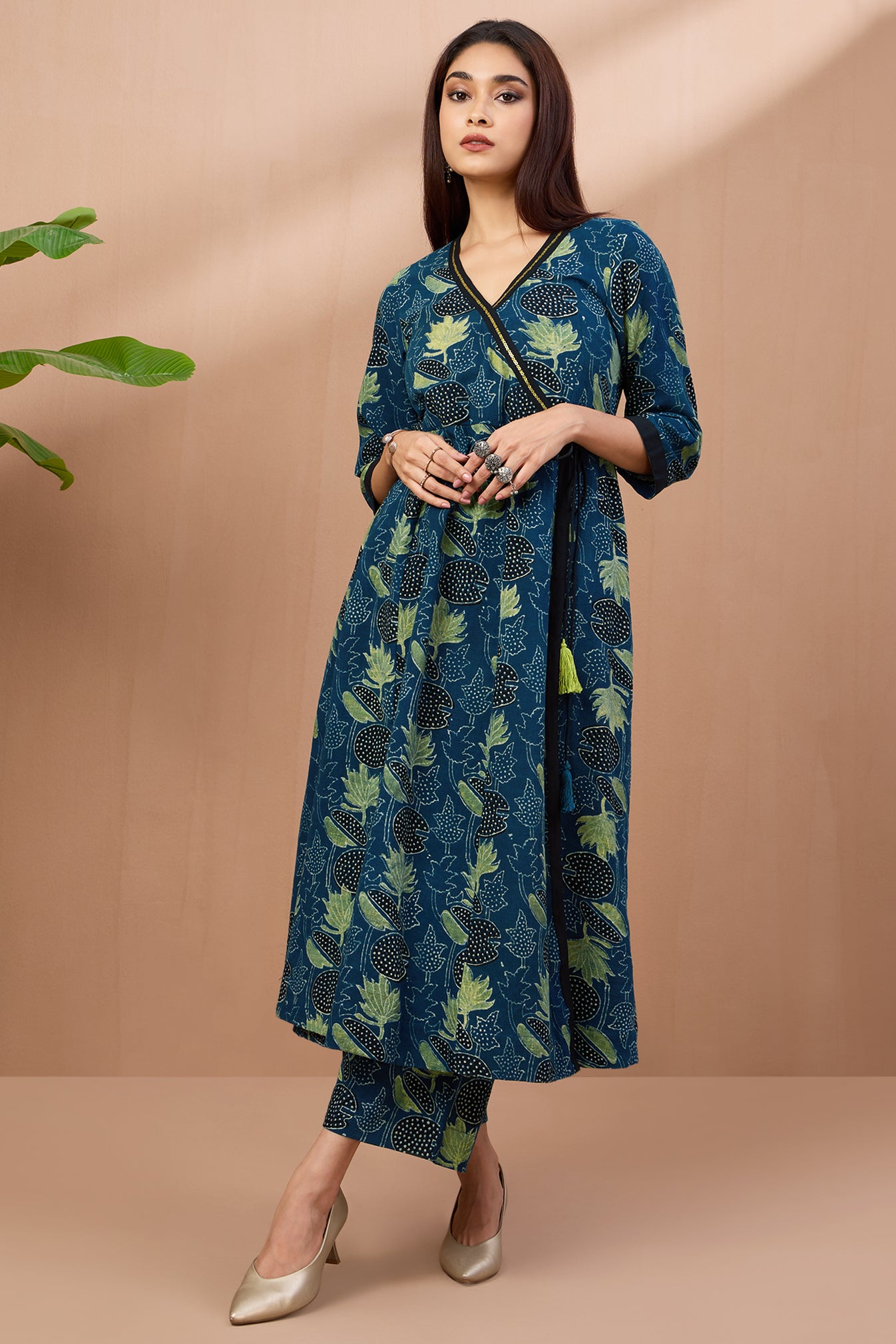 tie-up angrakha kurta - ebony escape & moonlight whispers