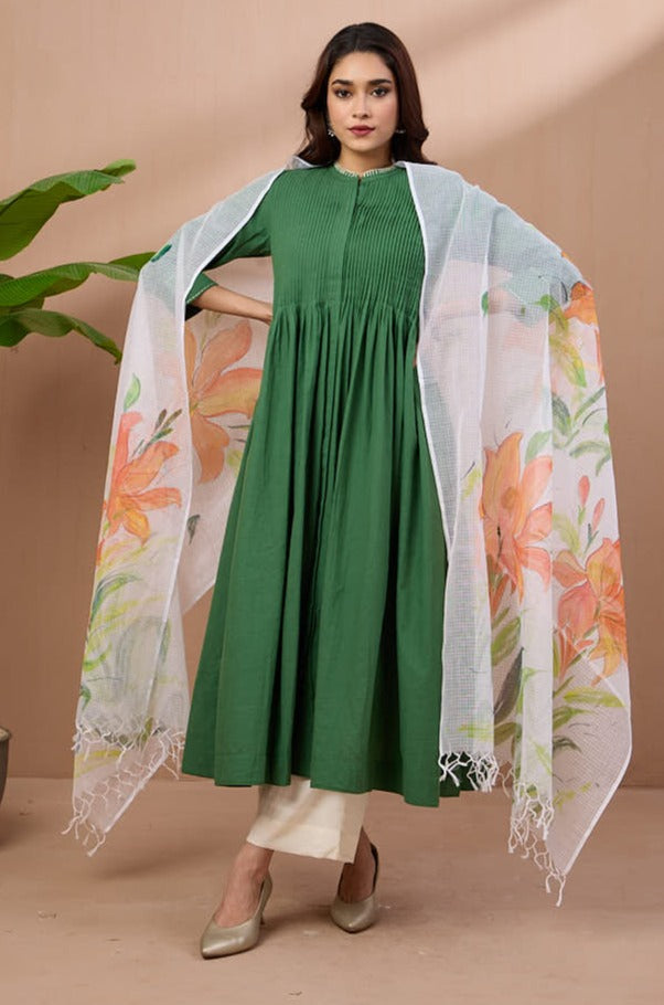 handwoven maheshwari dupatta - wine hues main image 1