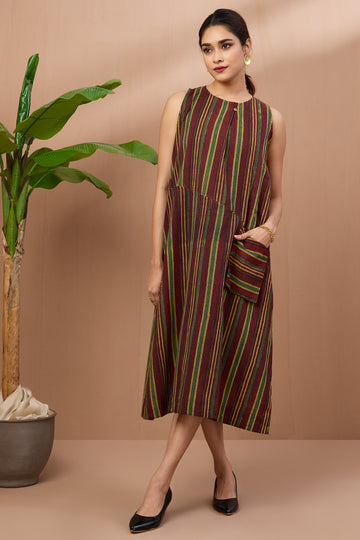 sleeveless box pleat dress - rustic spectrum