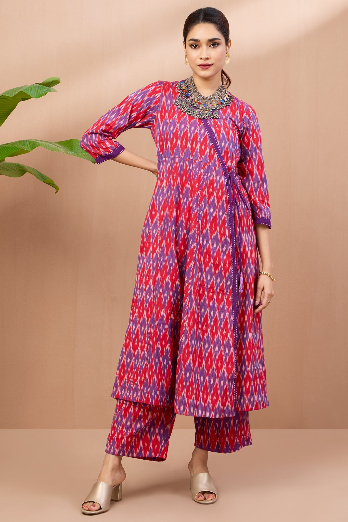 Golden Eclipse Tie-Up Cotton Angrakha Kurta