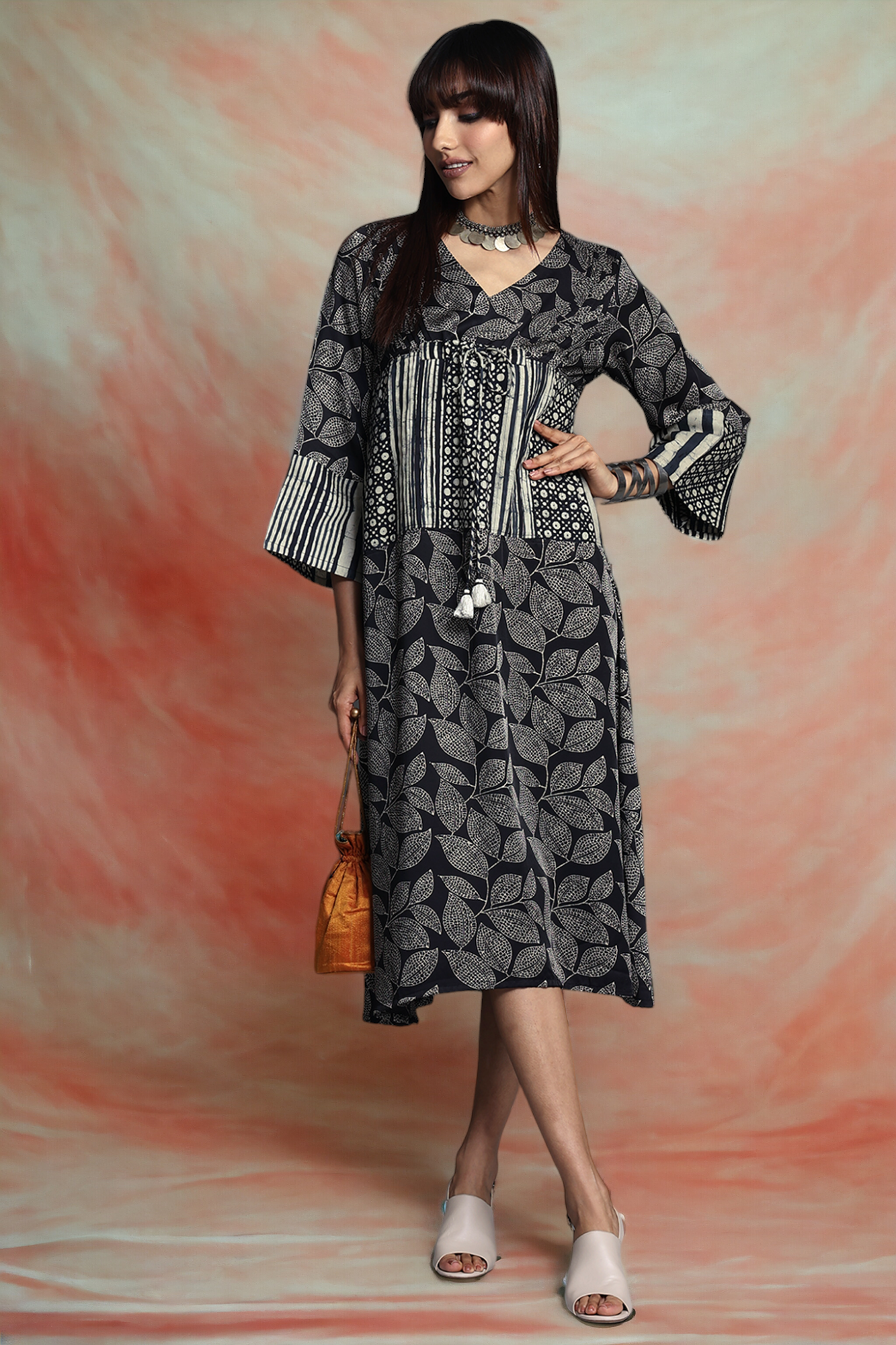 modal silk kaftan dress Shibori Modal Silk Kaftan, Organic Shaded Colour, Skin Friendly, Ethnic Dress For Women