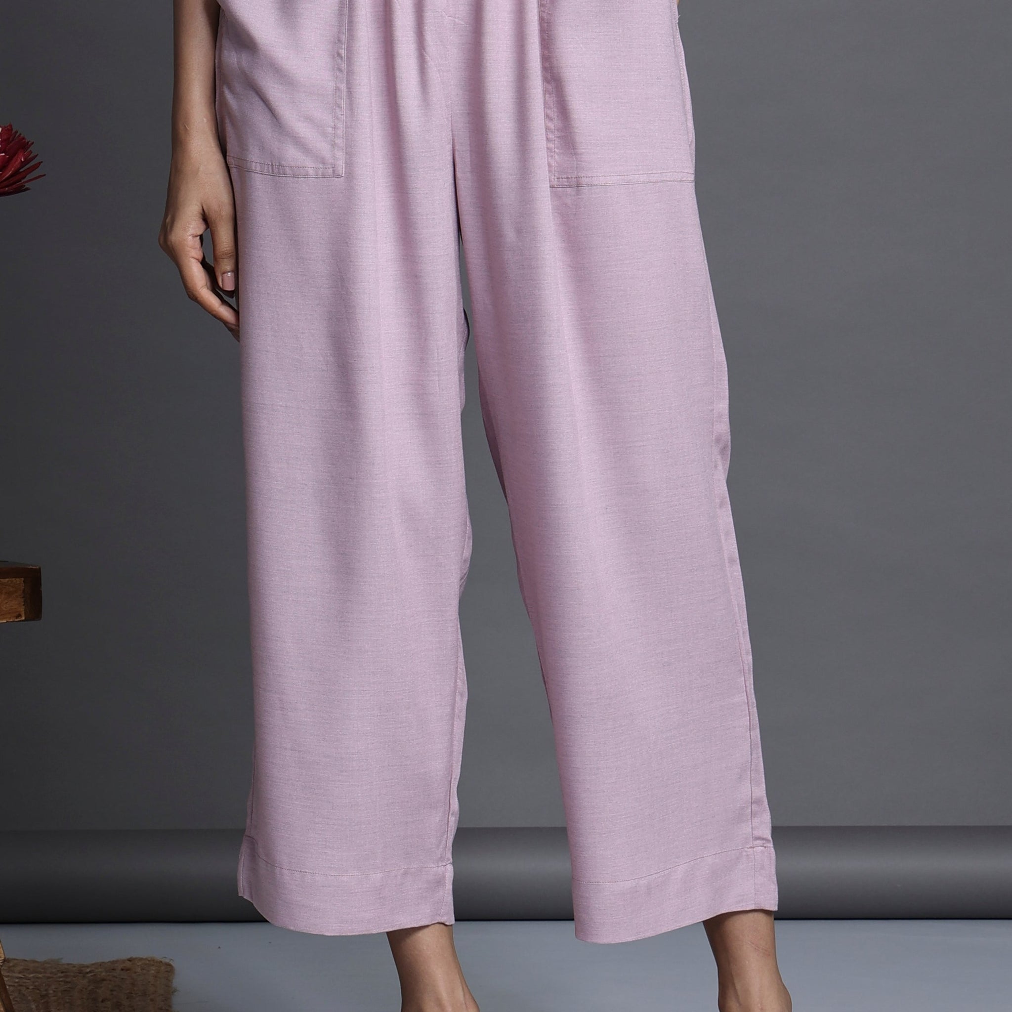comfort fit pants - pink smoked modal