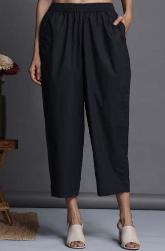 comfort fit cotton pants - black south cotton