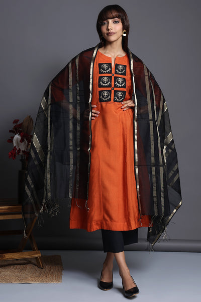 gajji ajrakh dupatta - kashish gold & chakkar riyal