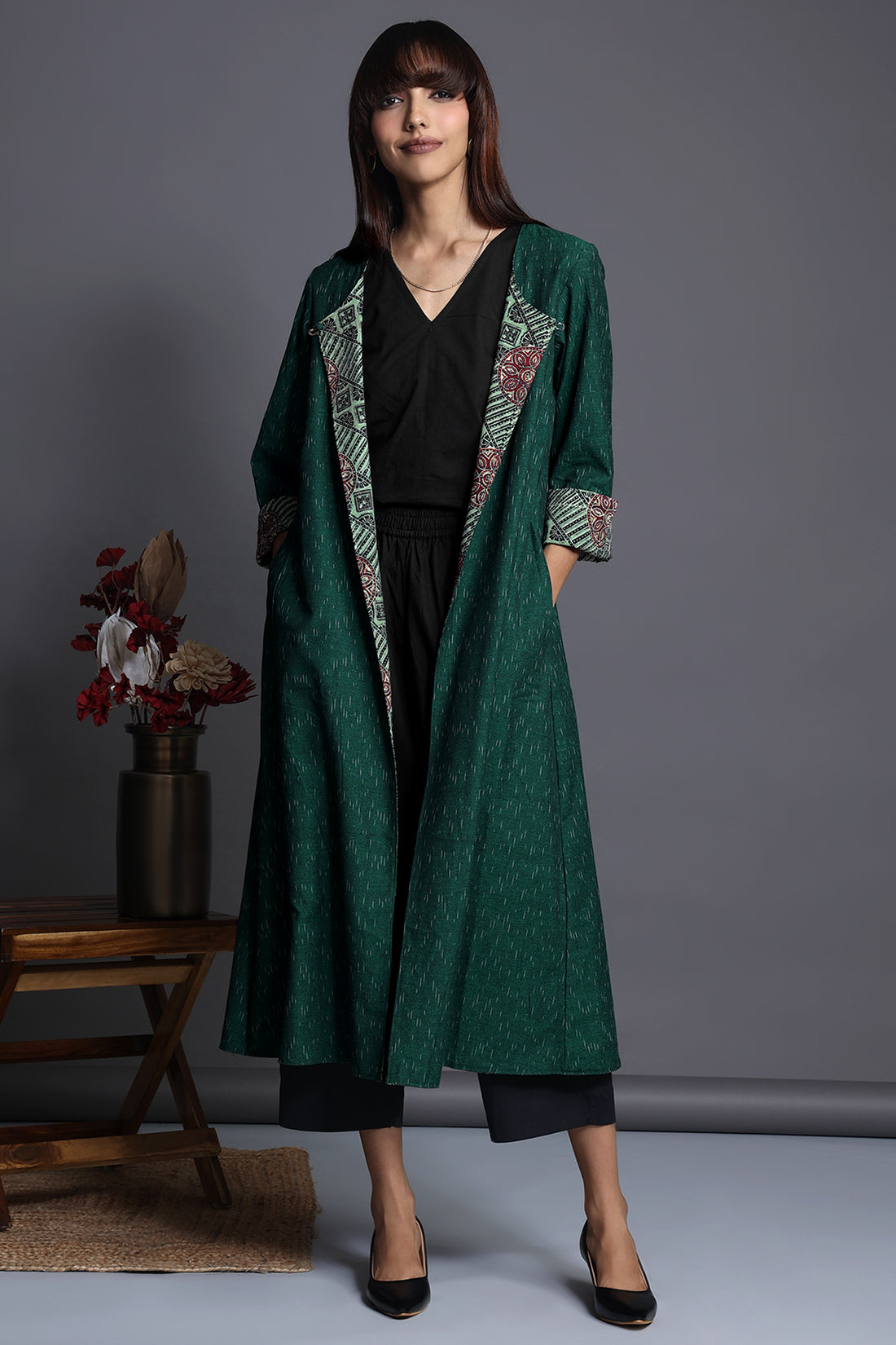 Emerald Silk Sunlit Reversible Choga (only jacket)