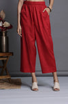 comfort fit cotton pants - crimson red dots