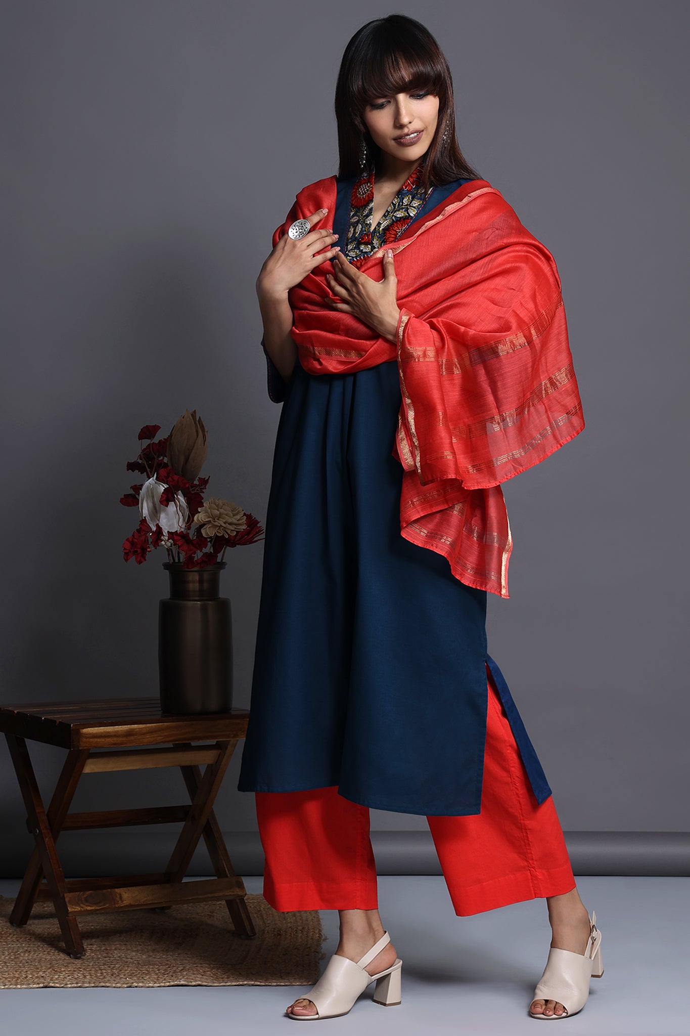 Chhavi Mustard Ajrakh Dupatta