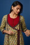 mughal dori angrakha with sleeveless dress - Mint Garden & Ruby Bouquet