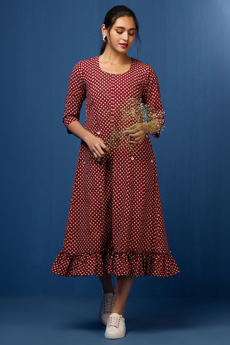 pocket dress with ruffle border - Madder Petites & Floral Harmony