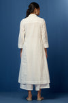 White cotton kurta with  zari lines and buttons