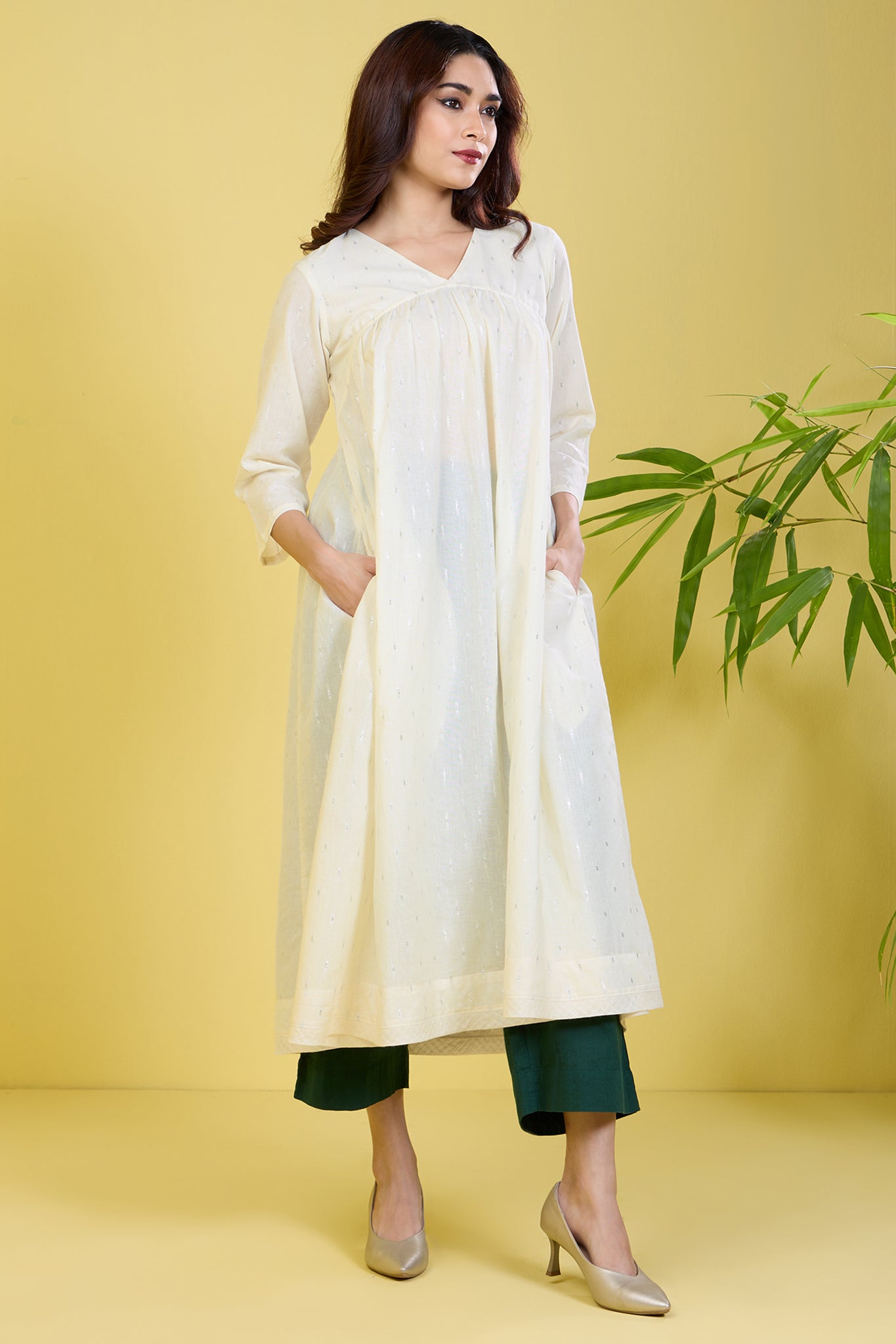 Raspberry Cross Gather Anarkali Set