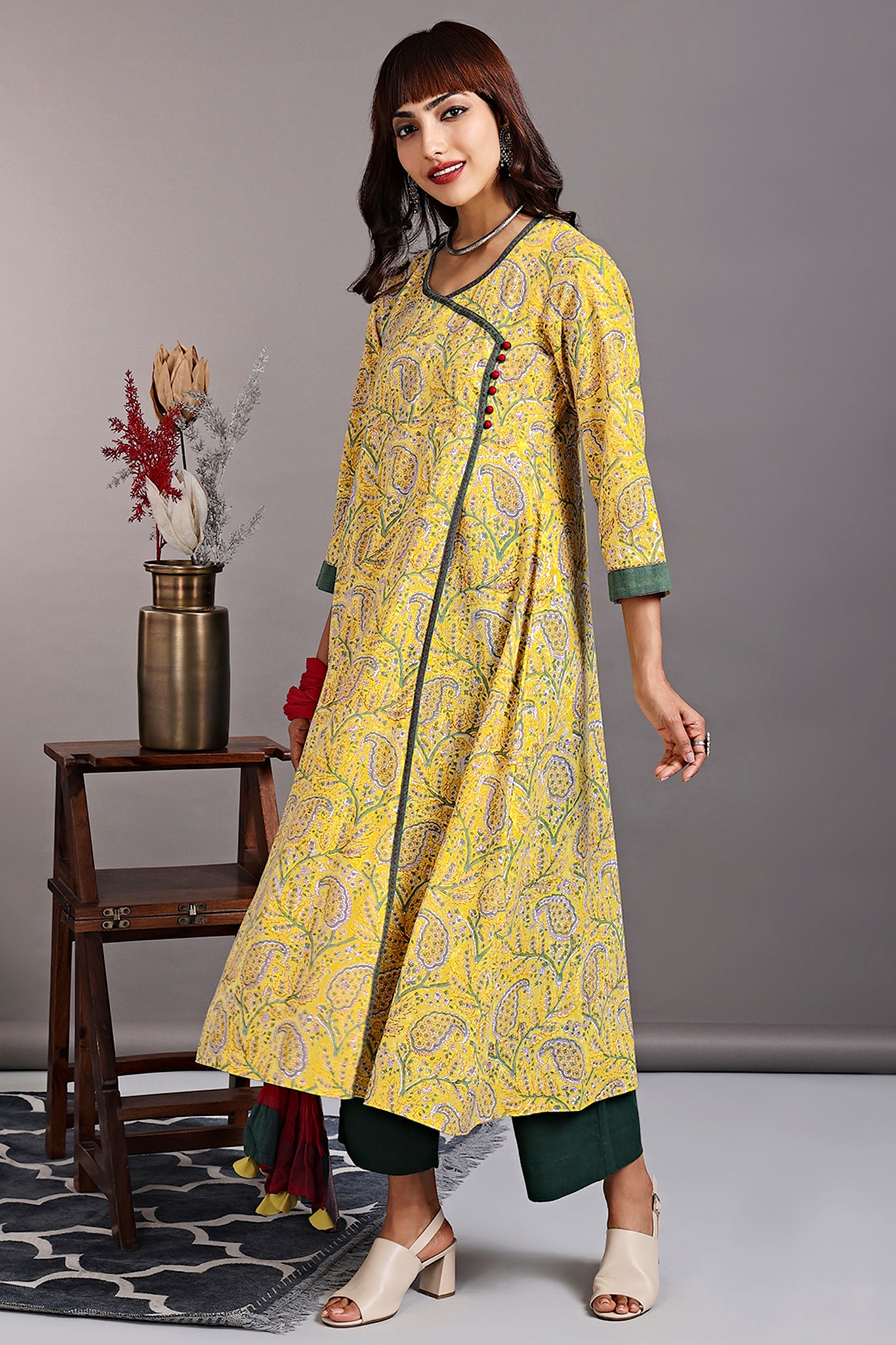 overlap angrakha - empress teal & white snowdrop