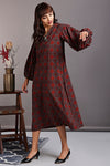 midi dress with boxy sleeves - vintage merlot & mughal jaali
