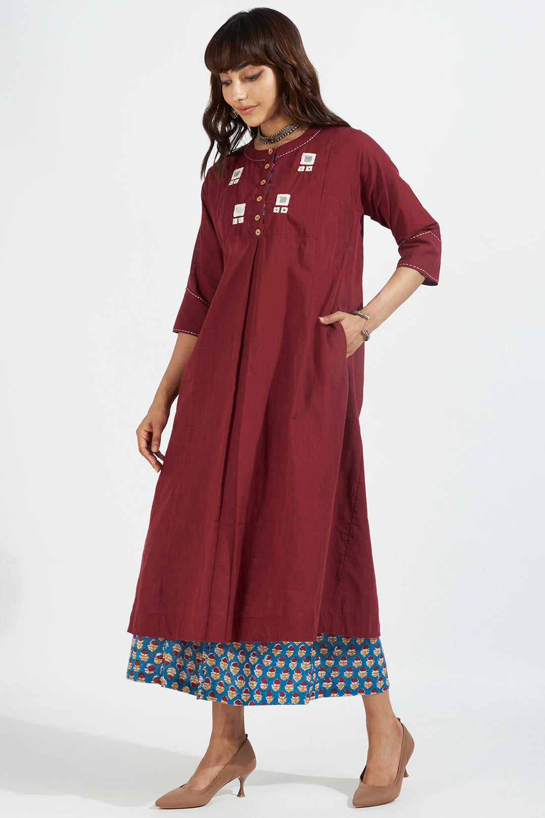 Maroon Kurta Imported Velvet Aligadhi
