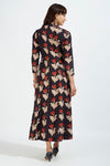 panel mughal angrakha with pockets & slip dress : mughal noir & midnight blooms