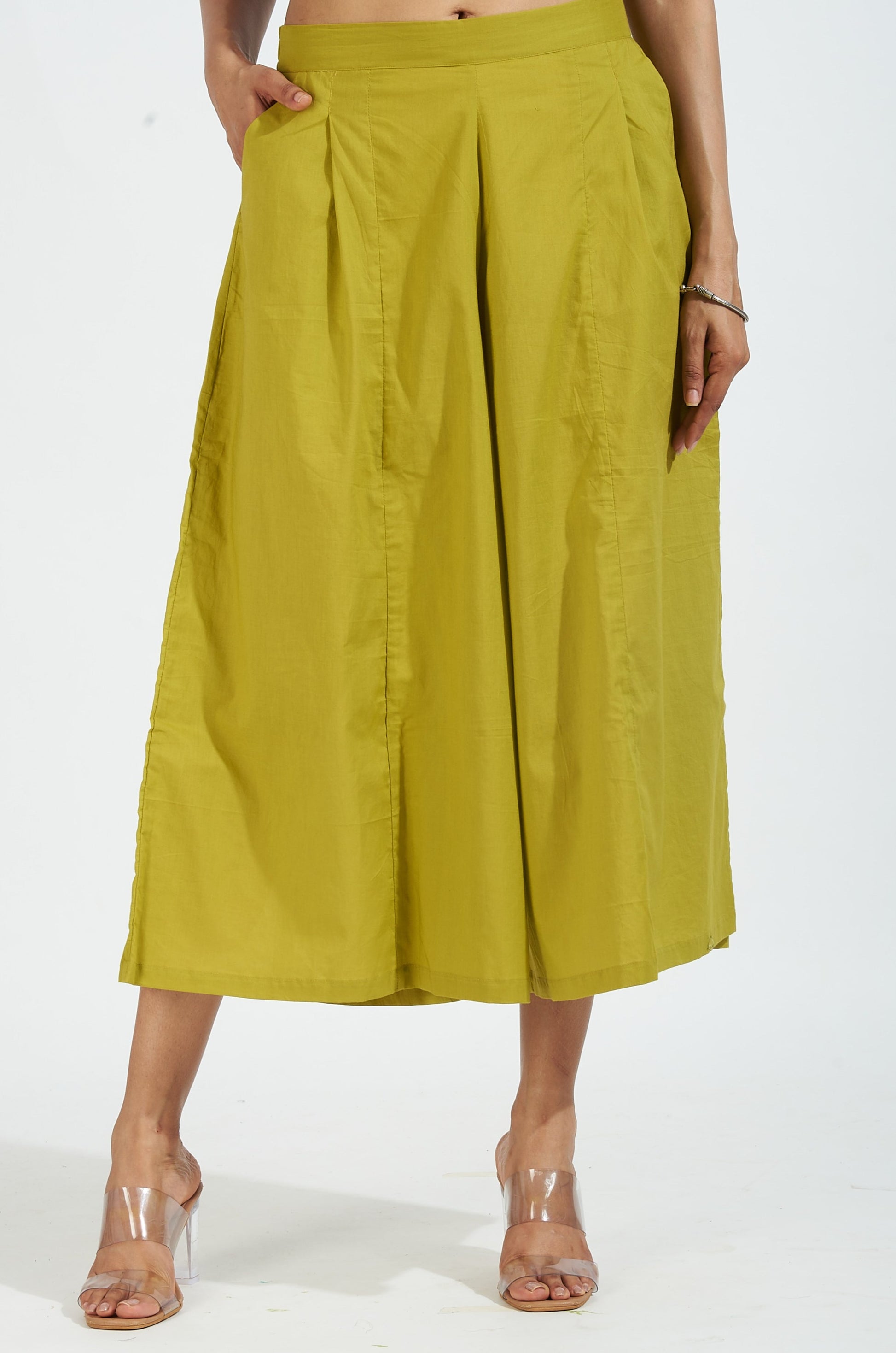 box pleated culotte lime green maati crafts - Main Image