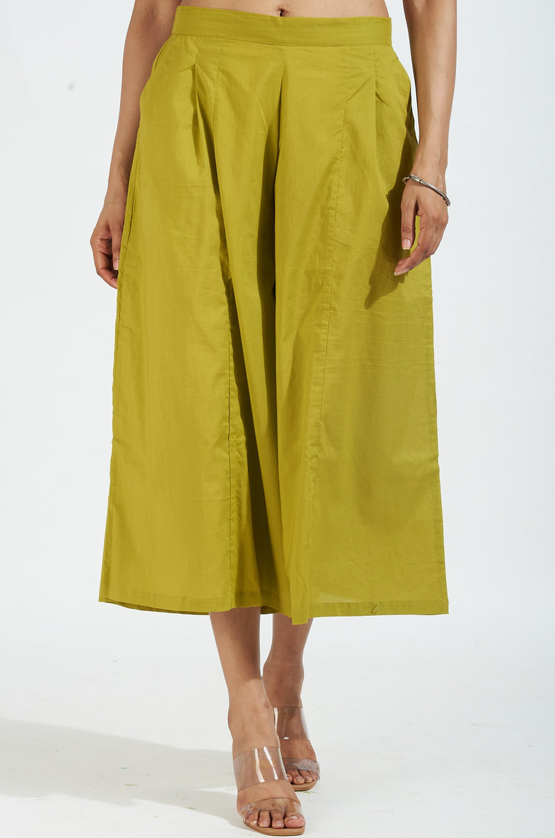 box pleated culotte - lime green