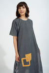 modern tunic with pockets - ashen embrace & sunshine grid