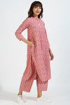 stand collar kurta with round hem - ballet misty & rose palette