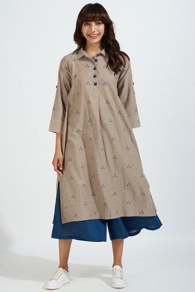 long shirt dress - biscotti eloquence & navy sprinkles