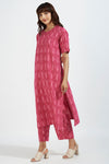 peter pan collar kurta with side & back buttons - berry pink & ivory romance