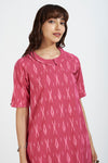 peter pan collar kurta with side & back buttons - berry pink & ivory romance