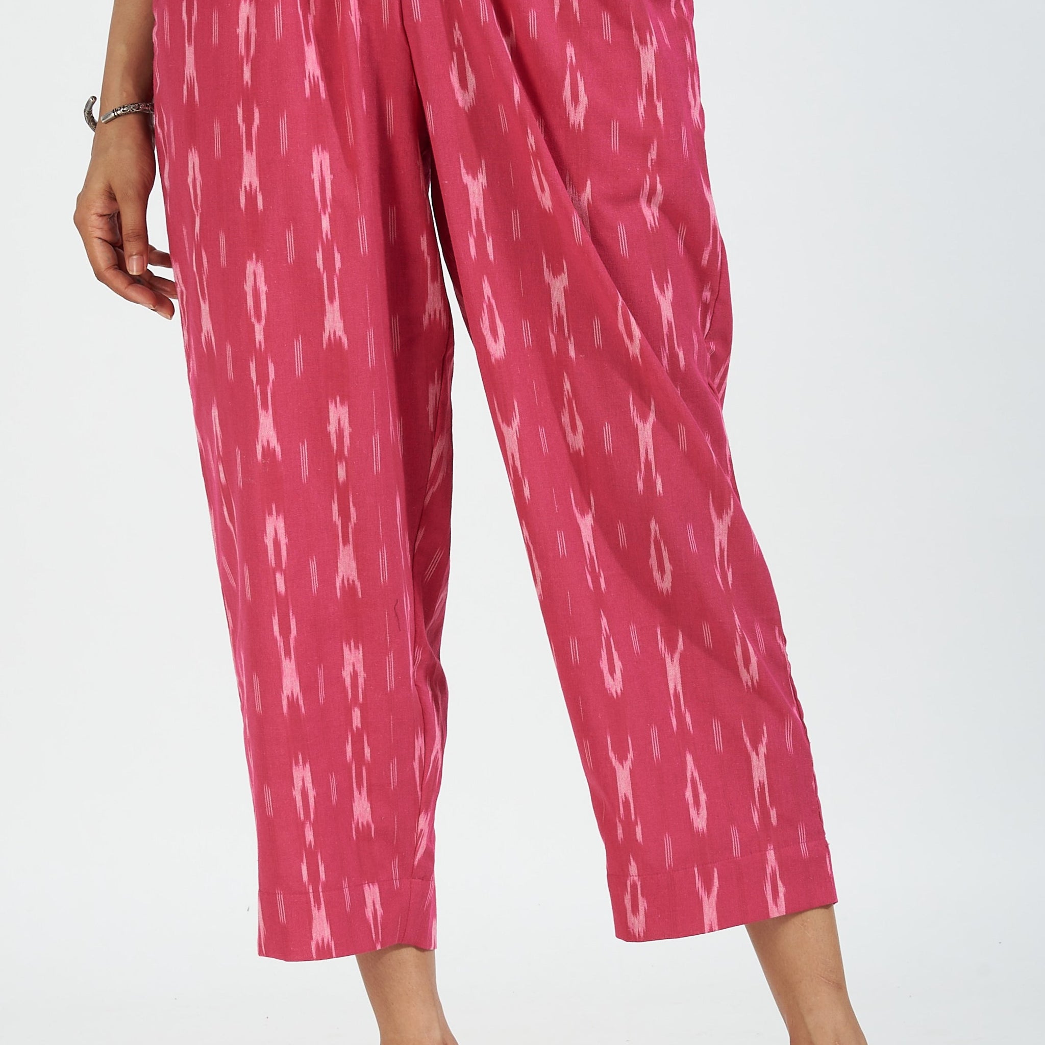 comfort fit narrow pants - dark pink ikat