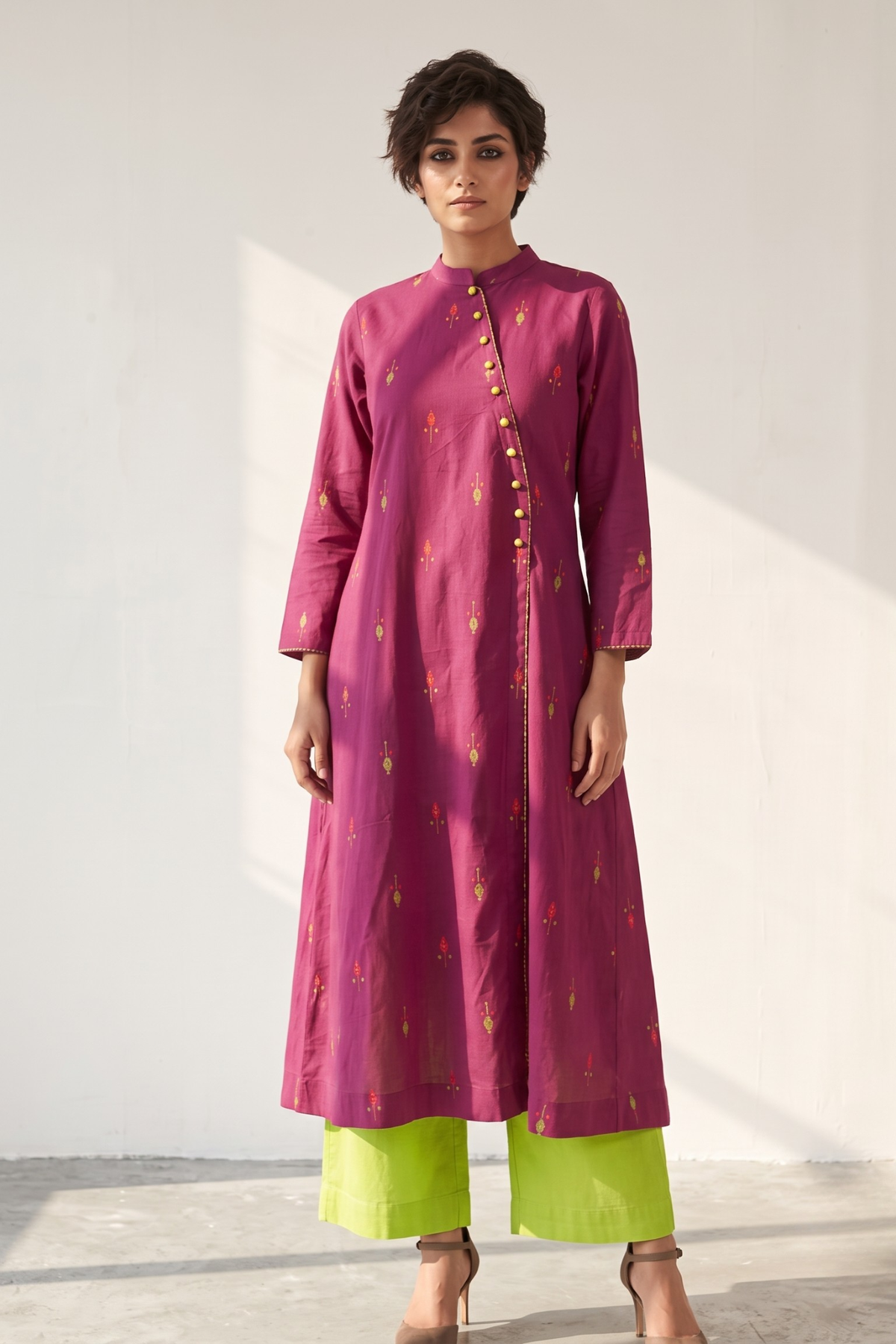 Magenta_Petal_Dots_Cross_Potli_Angrakha_Kurta