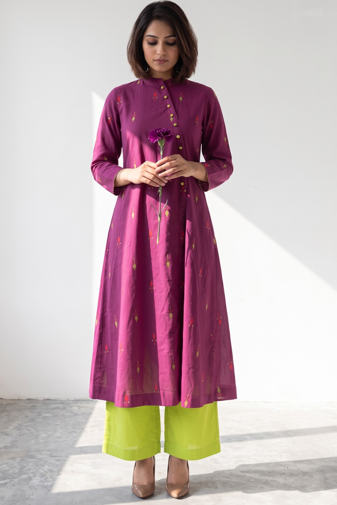 Magenta_Petal_Dots_Cross_Potli_Angrakha_Kurta
