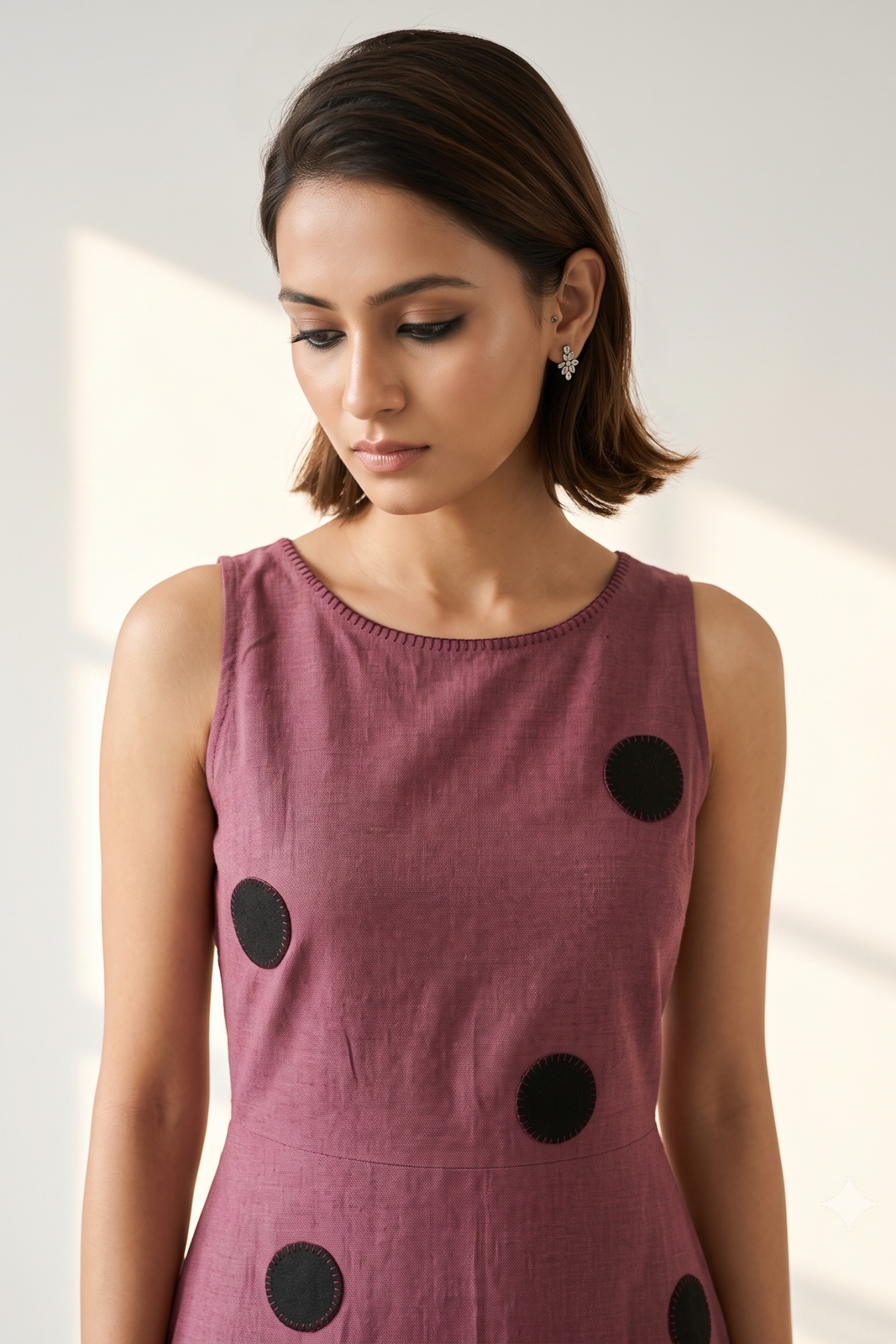 Mauve_Polka_Border_Weave_Round_Neck_Sleeveless_Dress