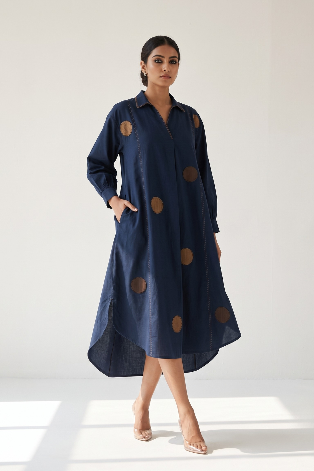 Navy_Stillness_Cotton_Collar_Box_Pleat_Kurta